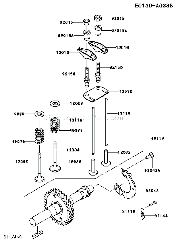 Kawasaki FE120G-BS00 4 Stroke Engine Page K Diagram