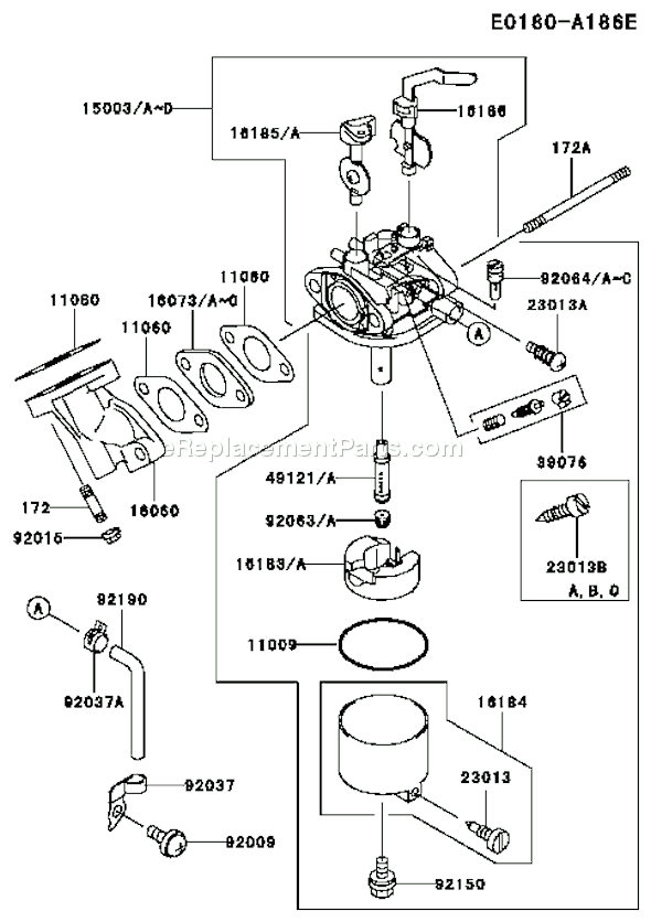 Kawasaki FE120G-BS00 4 Stroke Engine Page B Diagram