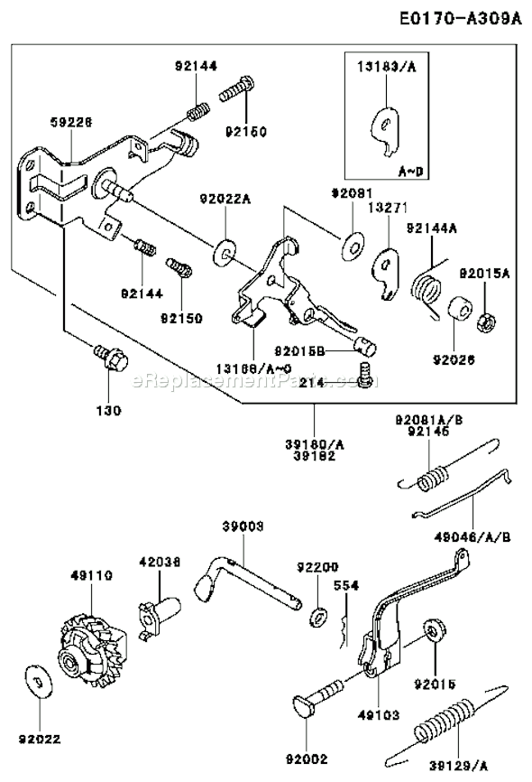 Kawasaki FE120G-BS00 4 Stroke Engine Page C Diagram