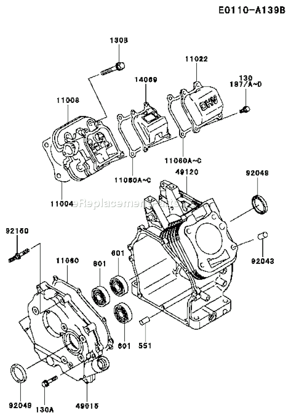 Kawasaki FE120G-BS00 4 Stroke Engine Page E Diagram