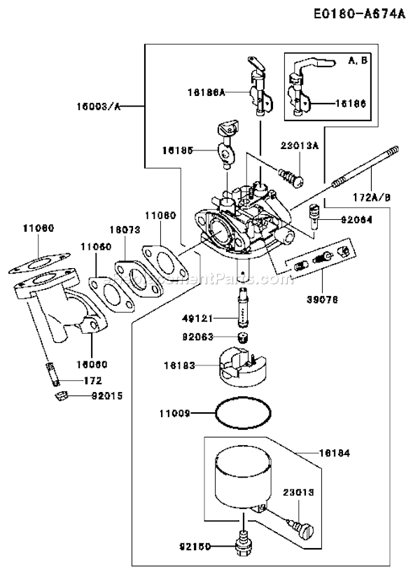 Kawasaki FE170D-BS04 4 Stroke Engine Page B Diagram