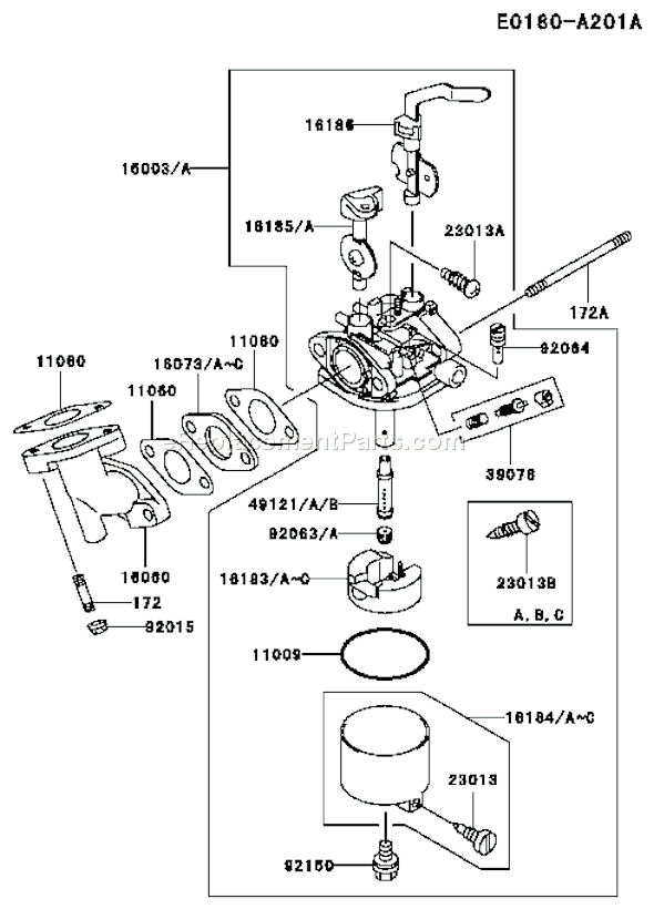 Kawasaki FE170D-DS00 4 Stroke Engine Page B Diagram
