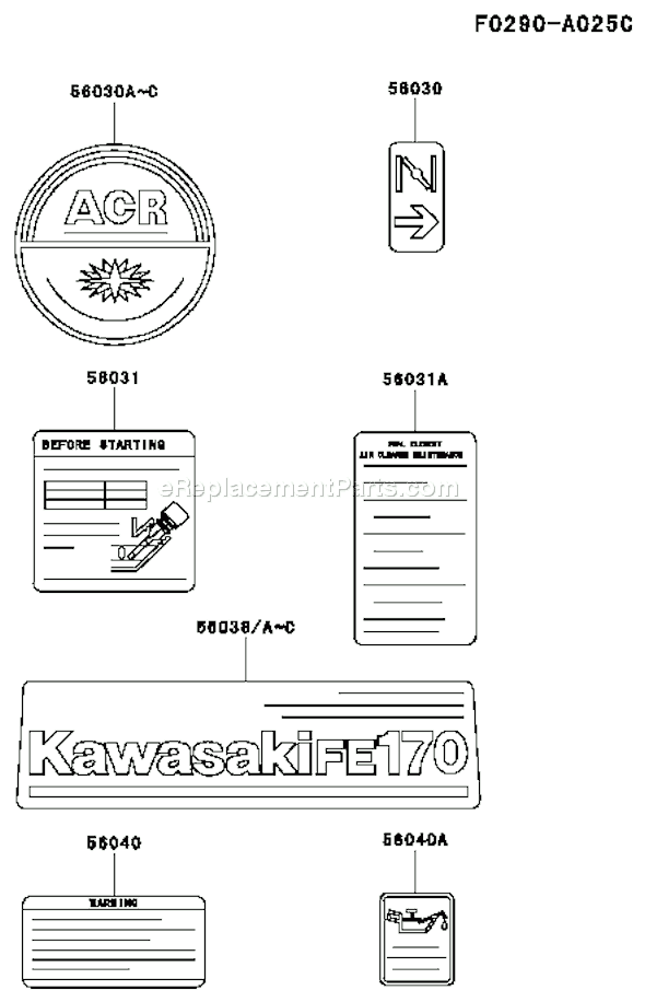 Kawasaki FE170D-DS00 4 Stroke Engine Page H Diagram