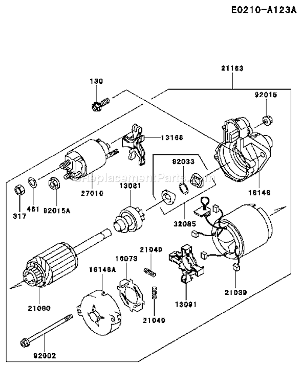 Kawasaki FE290D-AS18 4 Stroke Engine Page K Diagram
