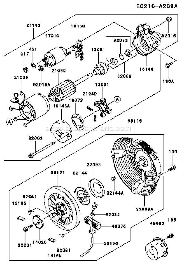 Kawasaki FE290D-AS21 4 Stroke Engine Page K Diagram