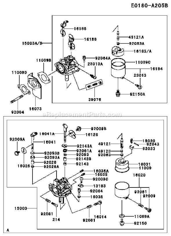 Kawasaki FE290D-BS13 4 Stroke Engine Page B Diagram