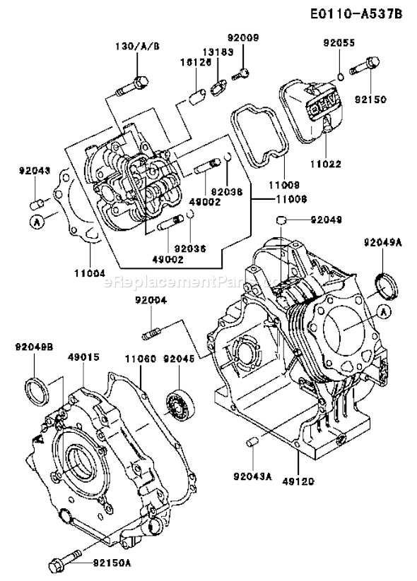 Kawasaki FE290D-CS22 4 Stroke Engine Page E Diagram