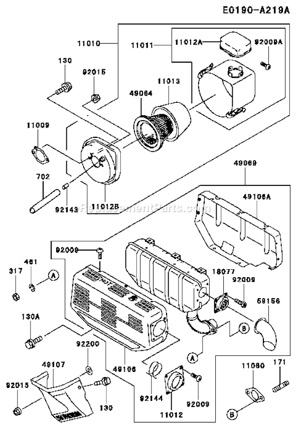 Kawasaki FE350D Parts List and Diagram - AS09 : eReplacementParts.com
