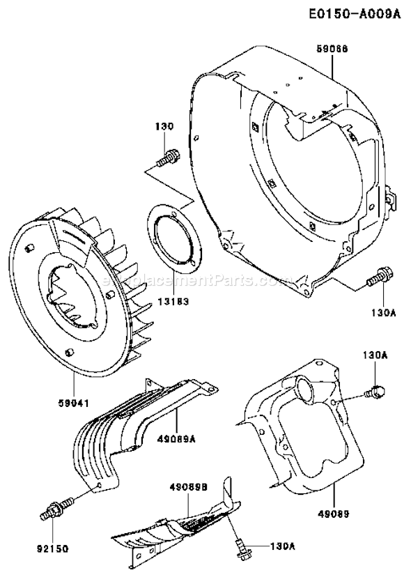 Kawasaki FE350D-BS01 Fe350d-Bs01 4 Stroke Engine Fe350d Cooling-Equipment Diagram