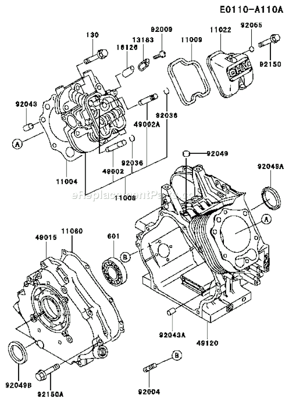 Kawasaki FE350D-BS01 Fe350d-Bs01 4 Stroke Engine Fe350d Cylinder/Crankcase Diagram