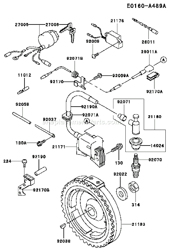 Kawasaki FE350D-BS12 4 Stroke Engine Page F Diagram