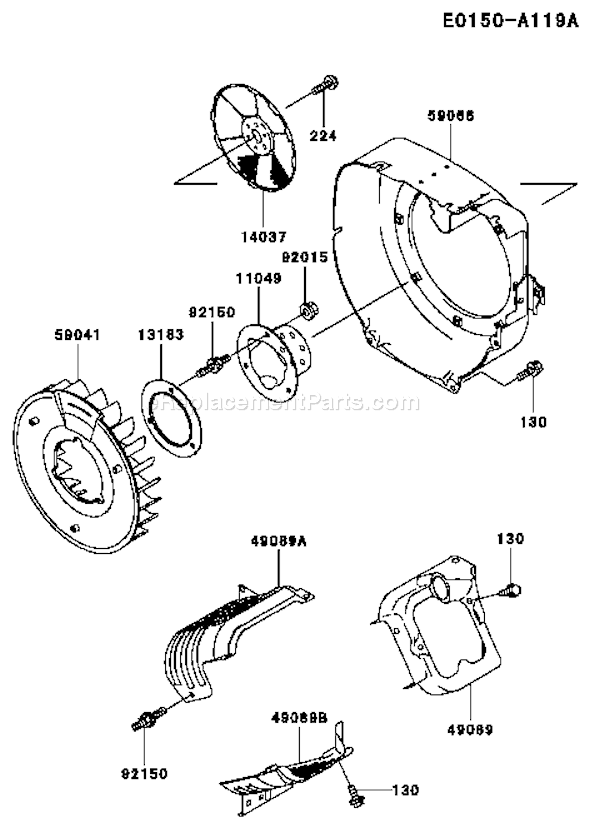 Kawasaki FE350D-CS05 4 Stroke Engine Page D Diagram