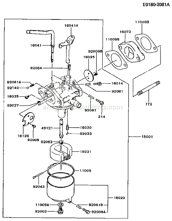 Kawasaki FG300D-BS13 4 Stroke Engine Page B Diagram