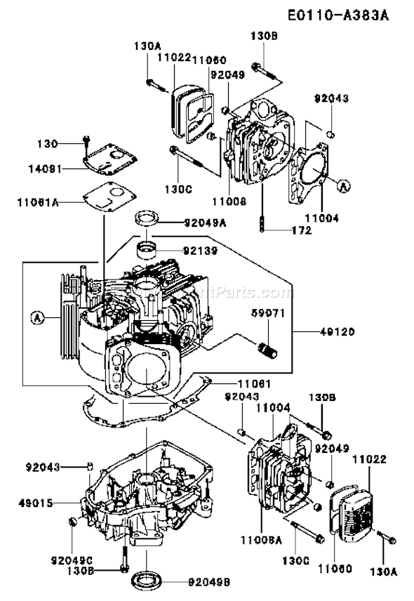 Kawasaki FH381V-AS08 4 Stroke Engine Page E Diagram