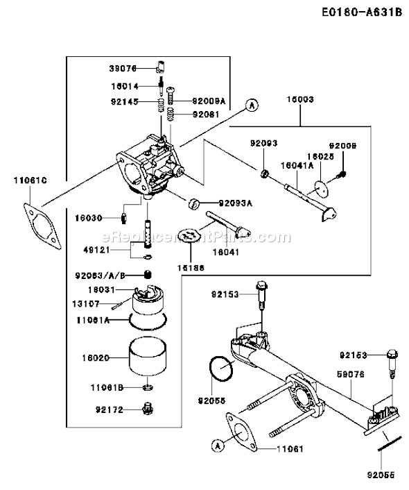 Kawasaki FH381V-AS12 4 Stroke Engine Page B Diagram