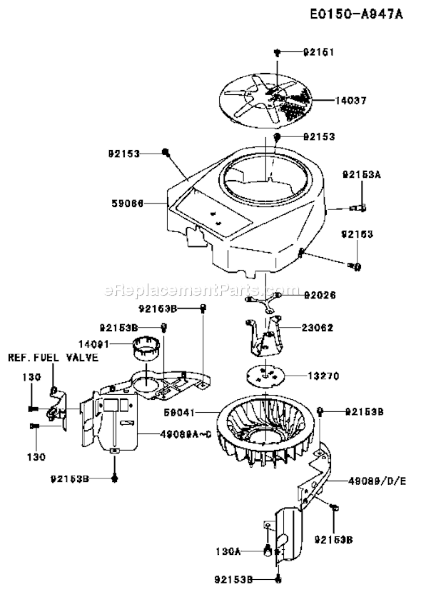 Kawasaki FH381V-AS51 4 Stroke Engine Page D Diagram
