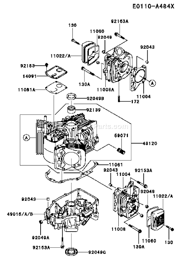 Kawasaki FH381V-AS51 4 Stroke Engine Page E Diagram