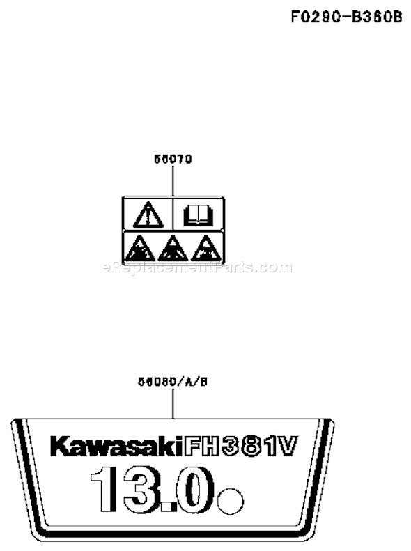 Kawasaki FH381V-AS51 4 Stroke Engine Page H Diagram