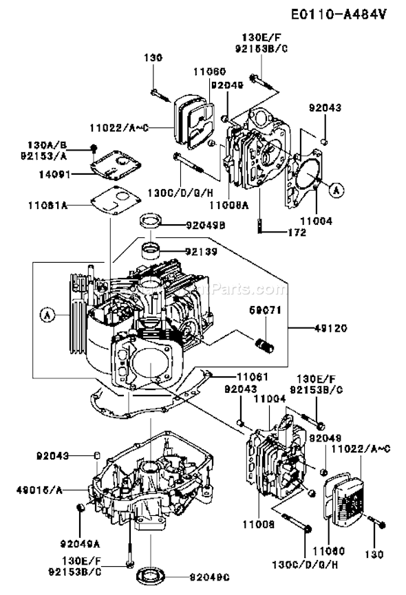 Kawasaki FH381V-BS01 4 Stroke Engine Page E Diagram