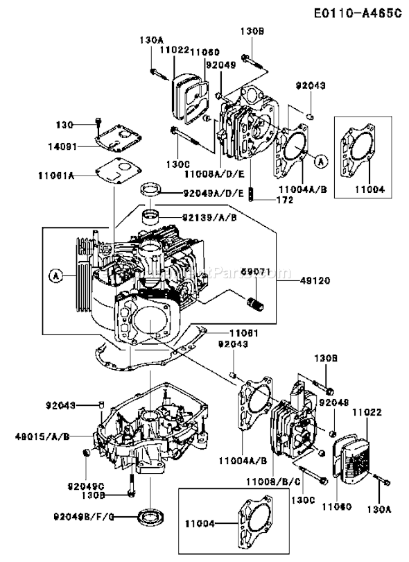 Kawasaki FH381V-BS10 4 Stroke Engine Page E Diagram