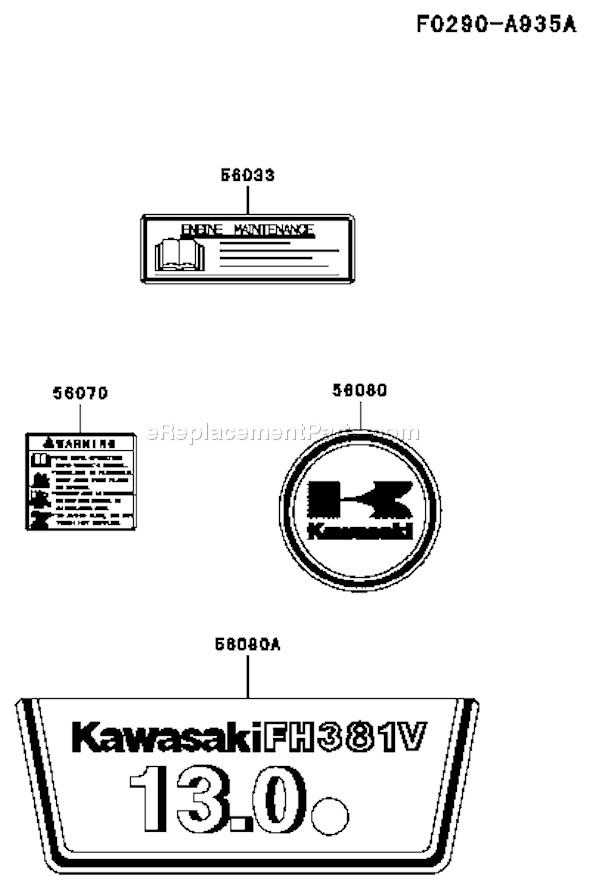 Kawasaki FH381V-BS12 4 Stroke Engine Page H Diagram