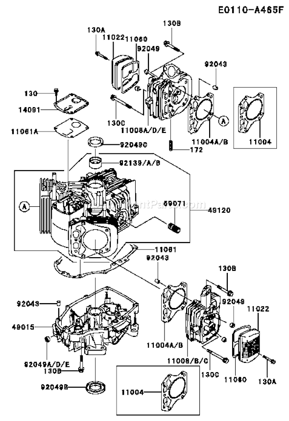 Kawasaki FH381V-BS21 4 Stroke Engine Page E Diagram