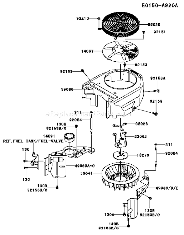 Kawasaki FH381V-CS20 4 Stroke Engine Page D Diagram