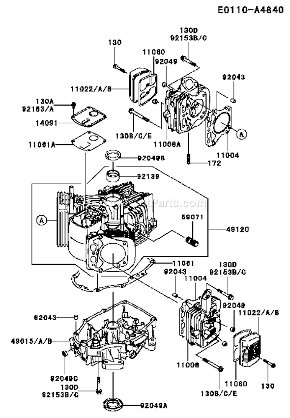 Kawasaki FH381V-CS20 4 Stroke Engine Page E Diagram