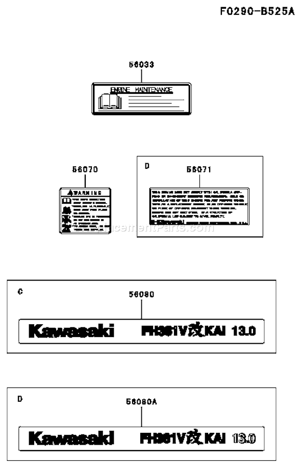 Kawasaki FH381V-CS20 4 Stroke Engine Page H Diagram