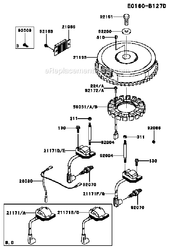 Kawasaki FH381V-DS01 4 Stroke Engine Page F Diagram