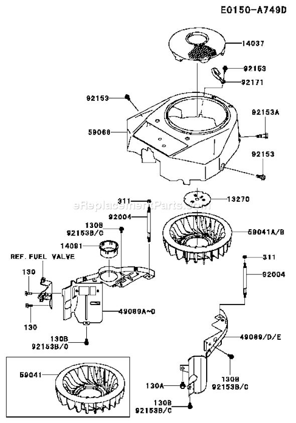 Kawasaki FH381V-FS04 4 Stroke Engine Page D Diagram