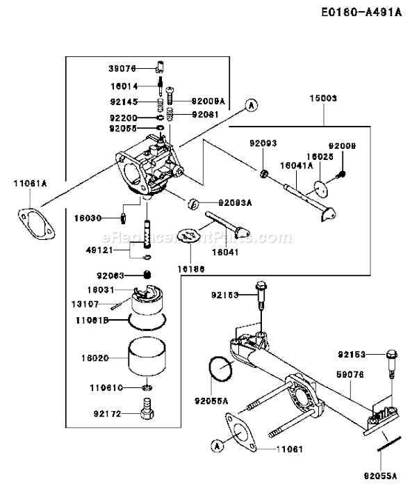 Kawasaki FH430V-AS06 4 Stroke Engine Page B Diagram