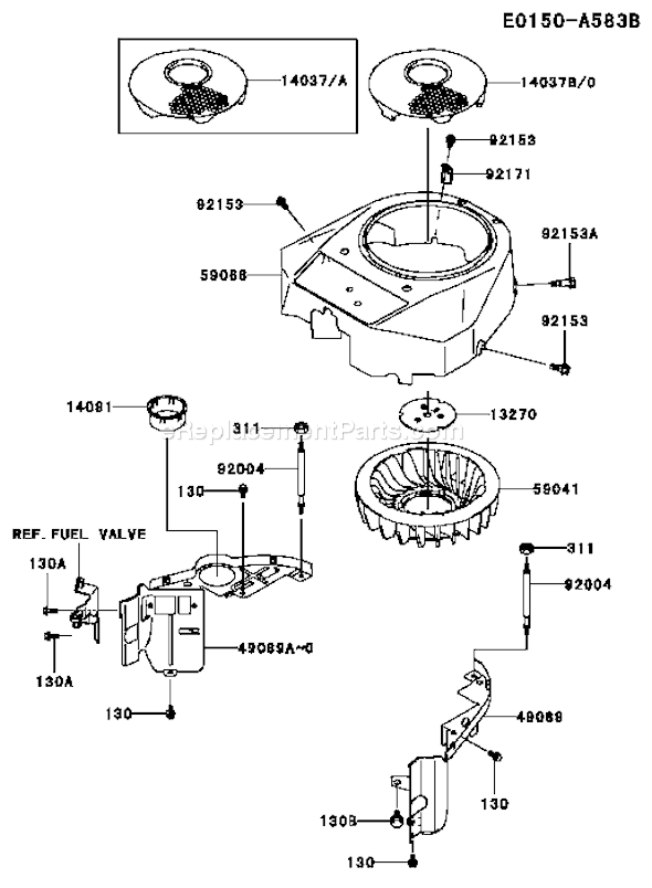 Kawasaki FH430V-AS10 4 Stroke Engine Page D Diagram