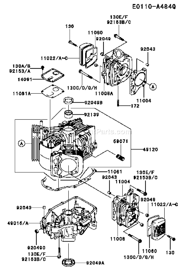 Kawasaki FH430V-AS33 4 Stroke Engine Page E Diagram