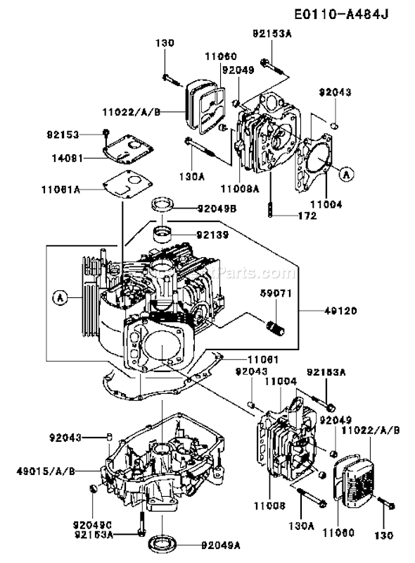 Kawasaki FH430V-AS38 4 Stroke Engine Page E Diagram