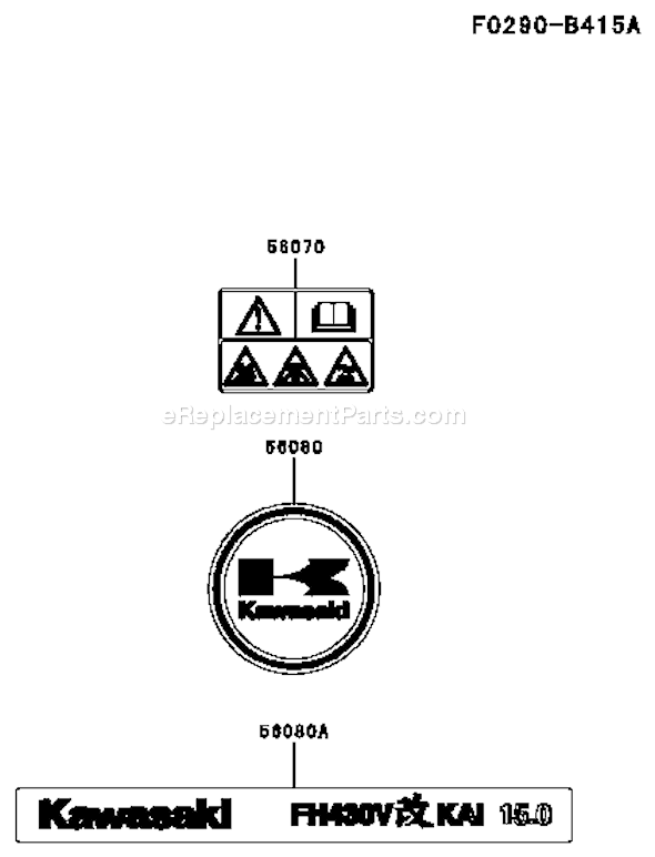 Kawasaki FH430V-AS39 4 Stroke Engine Page H Diagram