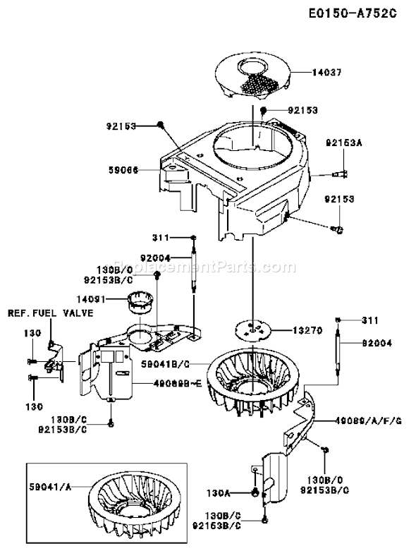 Kawasaki FH430V-BS33 4 Stroke Engine Page D Diagram