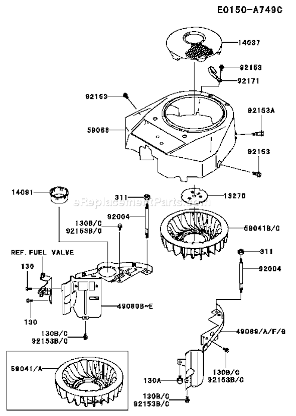 Kawasaki FH430V-ES06 4 Stroke Engine Page D Diagram