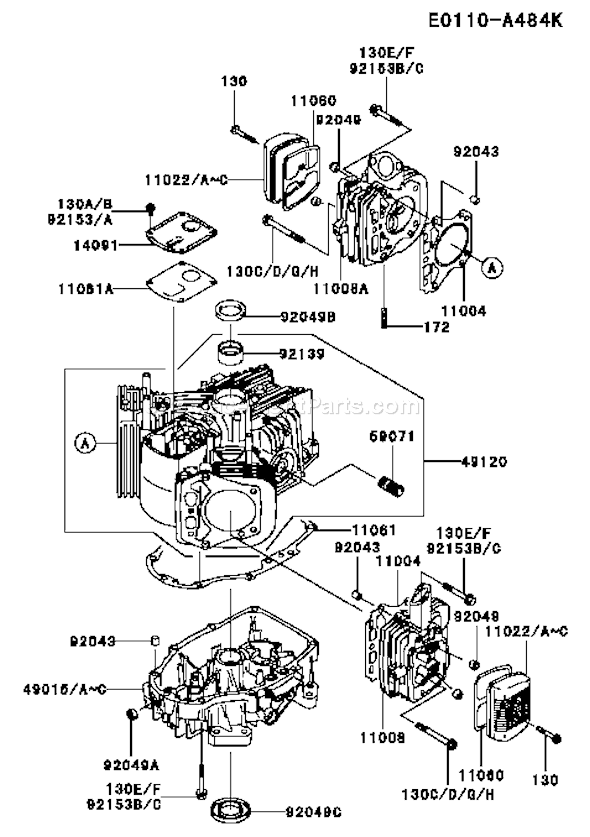 Kawasaki FH430V-ES06 4 Stroke Engine Page E Diagram