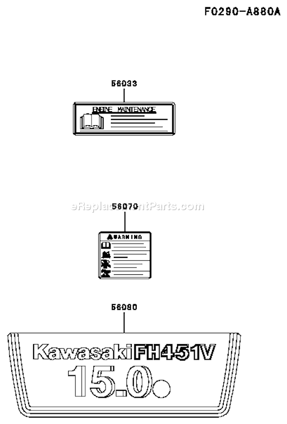 Kawasaki FH451V-AS16 4 Stroke Engine Page H Diagram