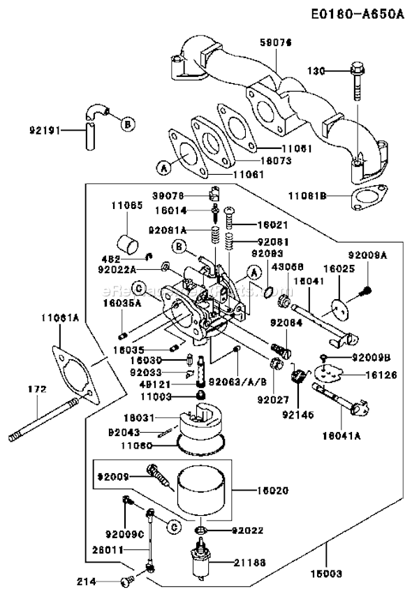 Kawasaki FH451V-AS20 4 Stroke Engine Page B Diagram