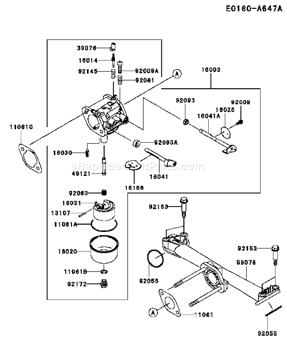 Kawasaki FH480V-AS23 4 Stroke Engine Page B Diagram