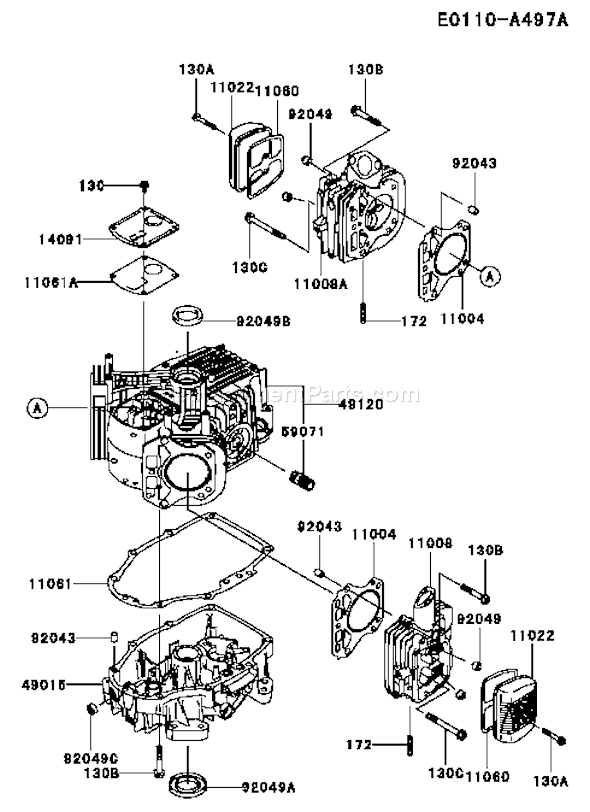 Kawasaki FH480V-AS23 4 Stroke Engine Page E Diagram