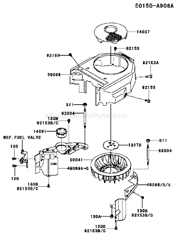 Kawasaki FH480V-BS21 4 Stroke Engine Page D Diagram