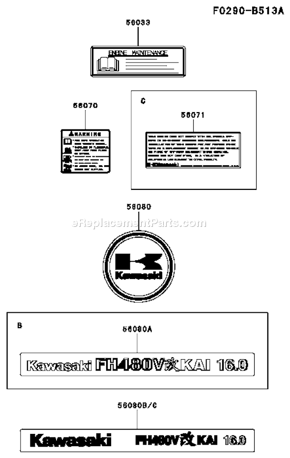 Kawasaki FH480V-BS21 4 Stroke Engine Page H Diagram