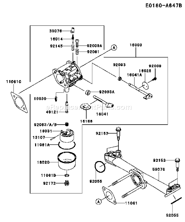 Kawasaki FH480V-BS23 4 Stroke Engine Page B Diagram