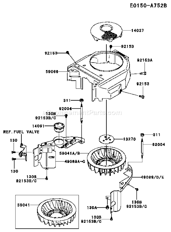 Kawasaki FH480V-BS24 4 Stroke Engine Page D Diagram