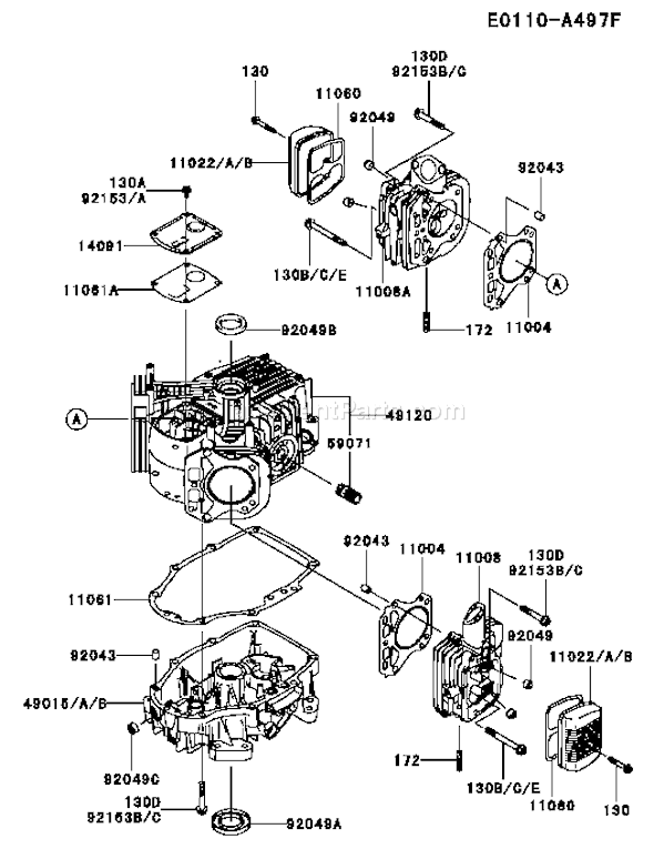 Kawasaki FH480V-BS24 4 Stroke Engine Page E Diagram
