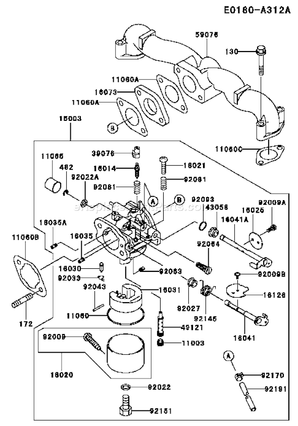 Kawasaki FH500V-AS02 4 Stroke Engine Page B Diagram