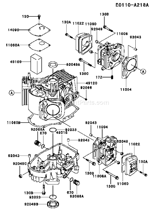 Kawasaki FH500V-AS02 4 Stroke Engine Page E Diagram